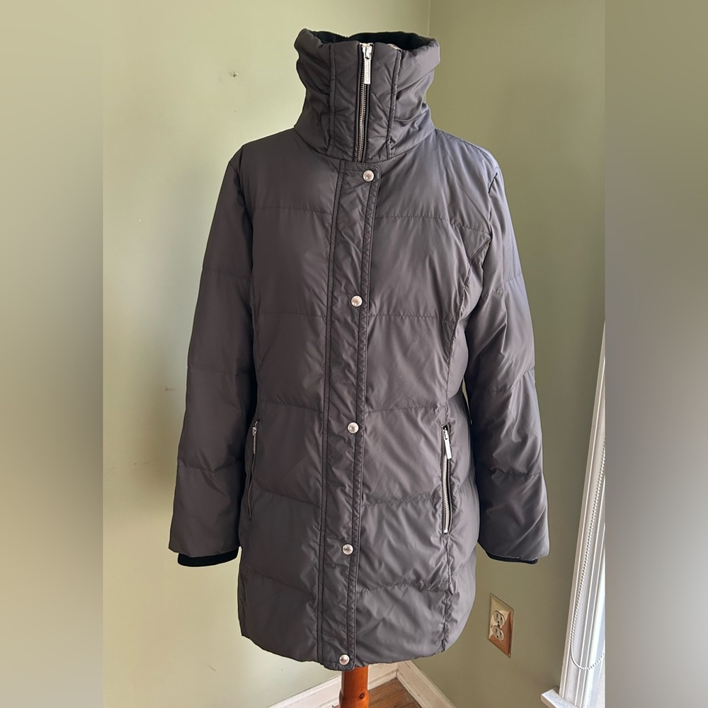 Michael Michael Kors down long puffer  Funnel neck Deep grey size L. Very nice!